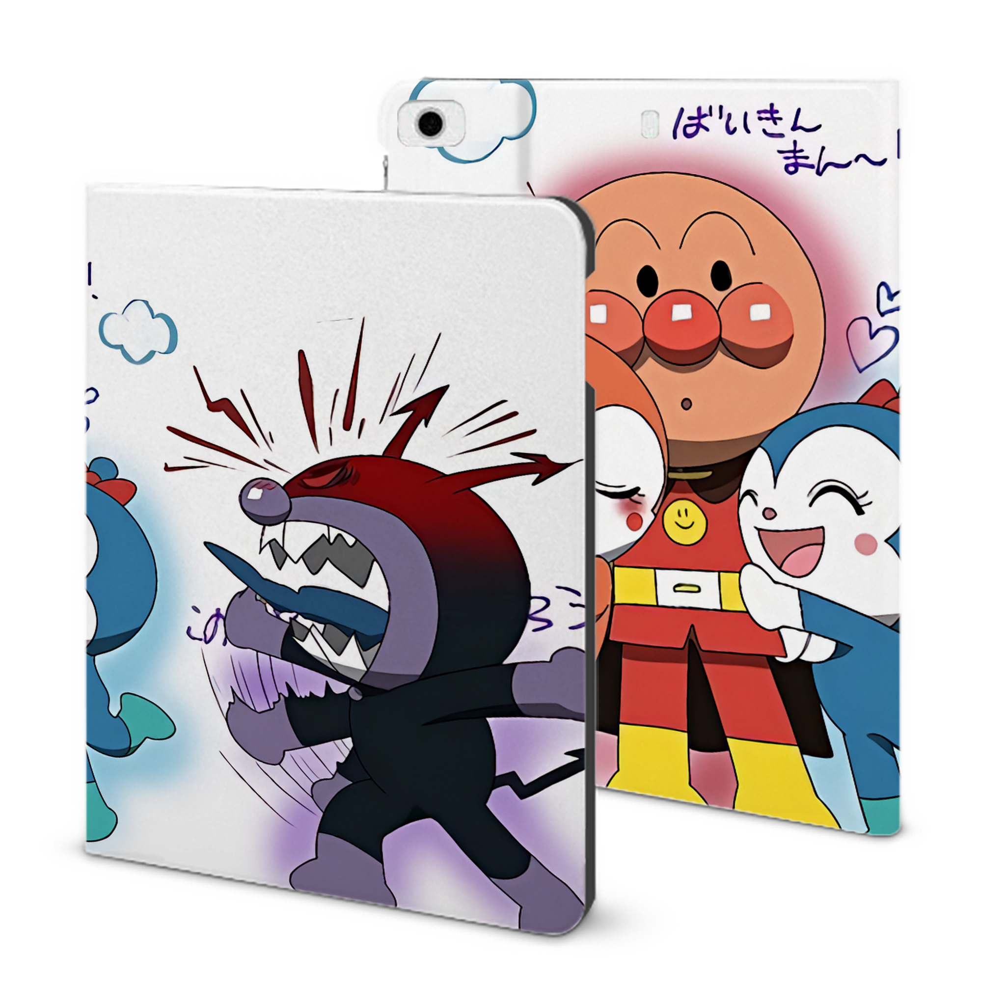 （画像用） アンパンマン Anpanman IPad ケース ブック型 PUレザー TPU 耐衝撃 軽量 薄型 ペン収納なし 全面保護 IPad 各モデル対応